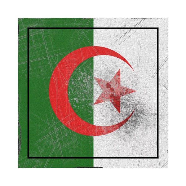 Weergave Van Een Oude Vlag Van Algerije Een Concrete Vierkant — Stockfoto
