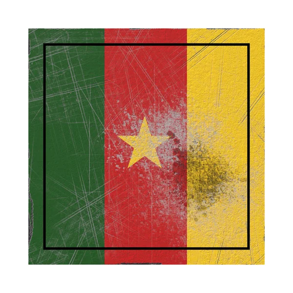 Rendering Una Vecchia Bandiera Del Camerun Quadrato Cemento — Foto Stock