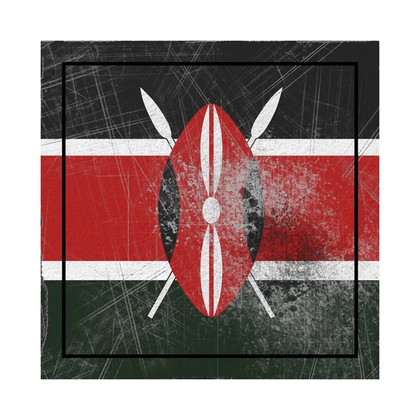 Рендерінг Старі Кенія Прапор Конкретних Квадрат — стокове фото
