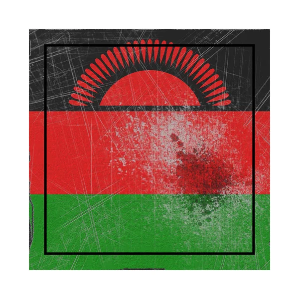 Rendering Una Vecchia Bandiera Del Malawi Una Piazza Cemento — Foto Stock