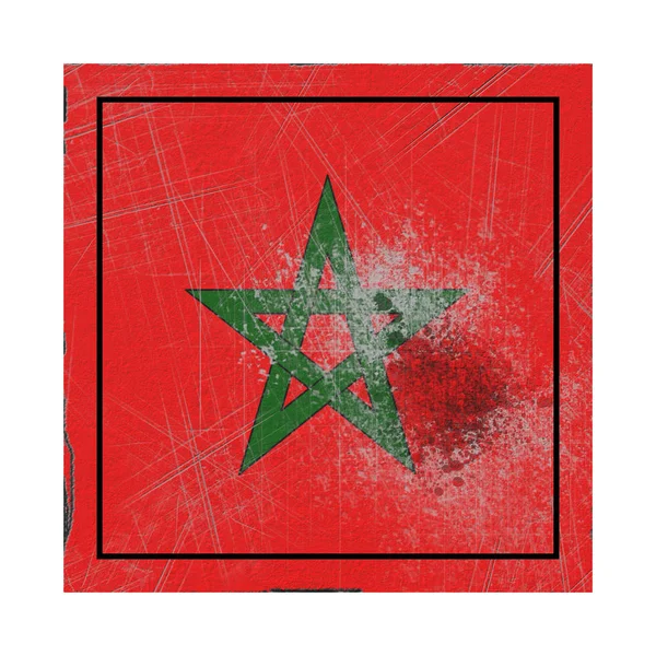 コンクリートの広場に古いモロッコの国旗の レンダリング — ストック写真