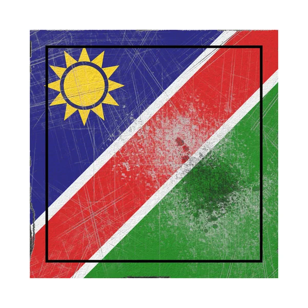 Renderização Uma Antiga Bandeira Namíbia Quadrado Concreto — Fotografia de Stock
