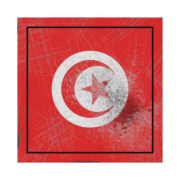 Rendering Gammal Tunisien Flagga Ett Konkret Torg — Stockfoto
