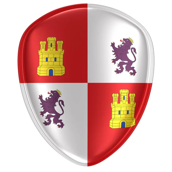 Rendering Castilla Leon Flag Icon White Background — Stock Photo, Image