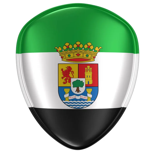Renderização Ícone Bandeira Extremadura Fundo Branco Imagens Royalty-Free