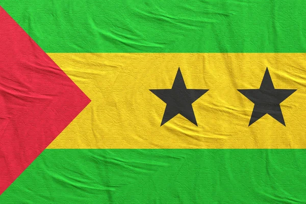Bandeira da República Democrática de São Tomé e Príncipe acenando — Fotografia de Stock