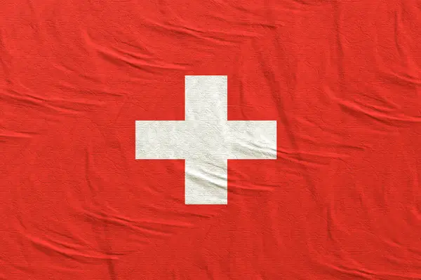 İsviçre bayrağı sallayarak — Stok fotoğraf