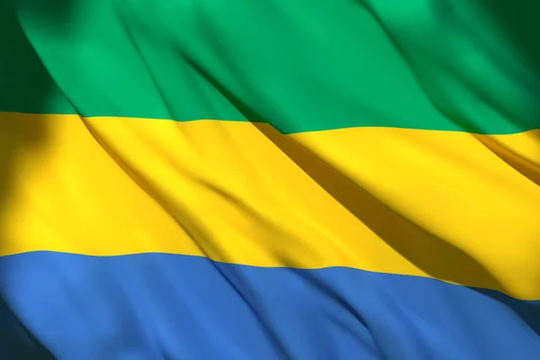 Renderowanie 3D flagi Gabonu — Zdjęcie stockowe