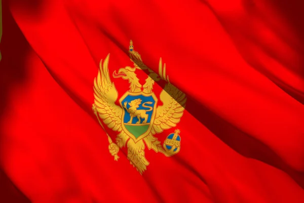 Rendering 3d della bandiera montenegrina — Foto Stock