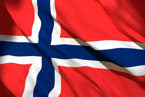 Prostorové vykreslení vlajky Norska — Stock fotografie