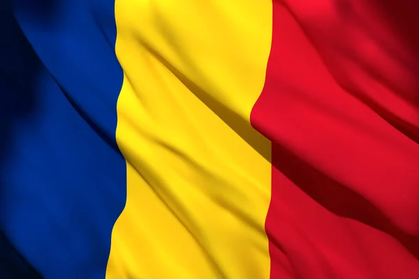 3D-rendering av Rumäniens flagga — Stockfoto