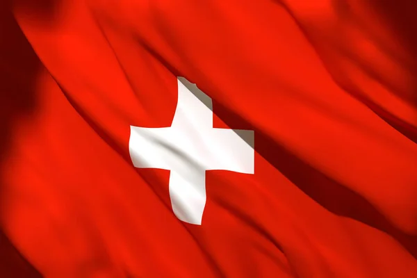 3D vykreslování z vlajky Švýcarska — Stock fotografie