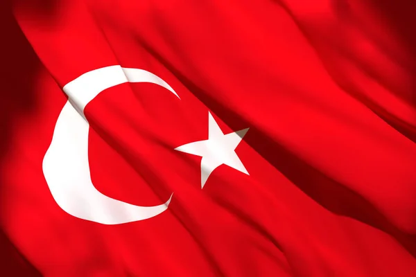 3D-rendering av Turkiet flagga — Stockfoto