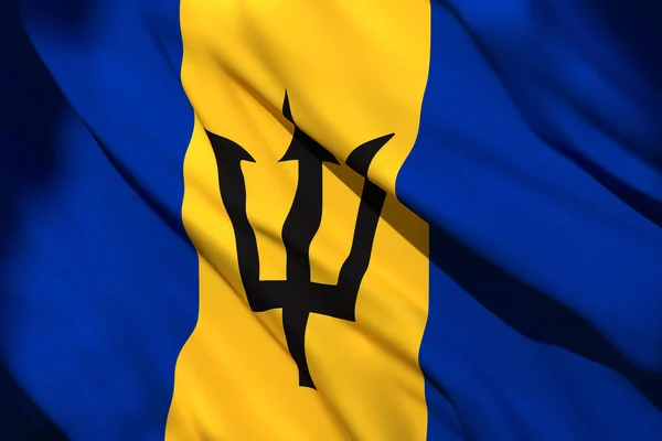 Prostorové vykreslení vlajky Barbadosu — Stock fotografie