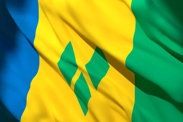 3D-weergave van de vlag van Saint Vincent en de Grenadines — Stockfoto