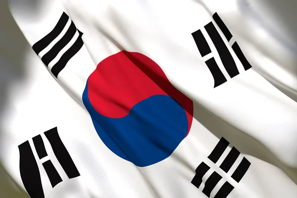 Güney Kore bayrağı3d render — Stok fotoğraf