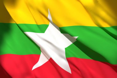 Myanmar bayrağının 3d render