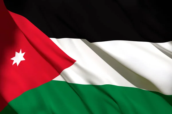 3D-Darstellung der jordanischen Flagge — Stockfoto
