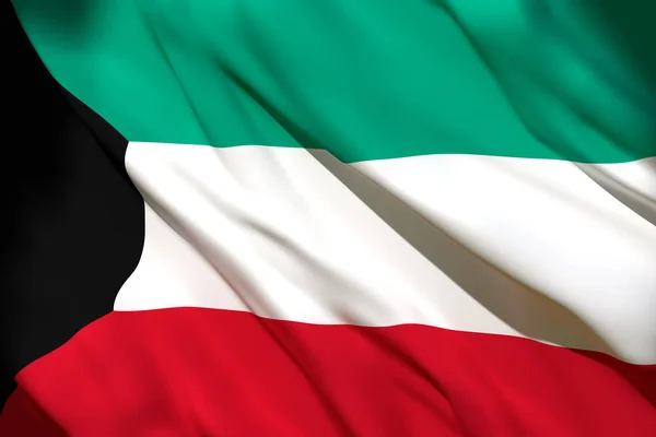 3D απόδοση της σημαίας του Κουβέιτ — Φωτογραφία Αρχείου