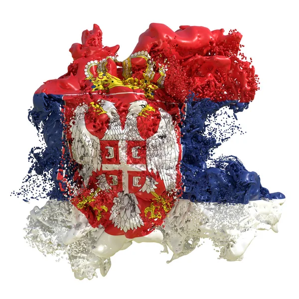 Serbia flaga cieczy — Zdjęcie stockowe