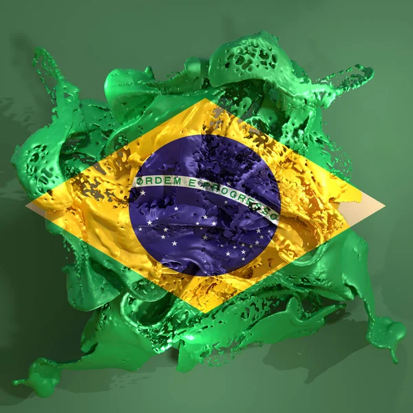 Brésil drapeau liquide — Photo