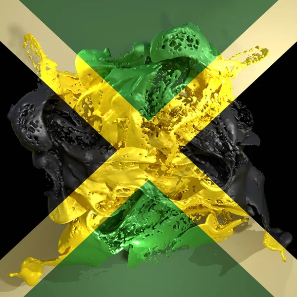 Bandiera giamaicana liquido — Foto Stock