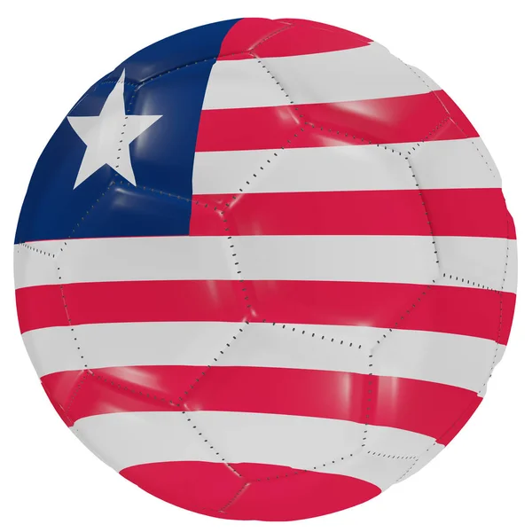 Bandeira da Libéria em uma bola de futebol — Fotografia de Stock