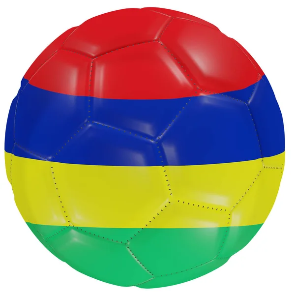 Bandiera Mauritius su un pallone da calcio — Foto Stock