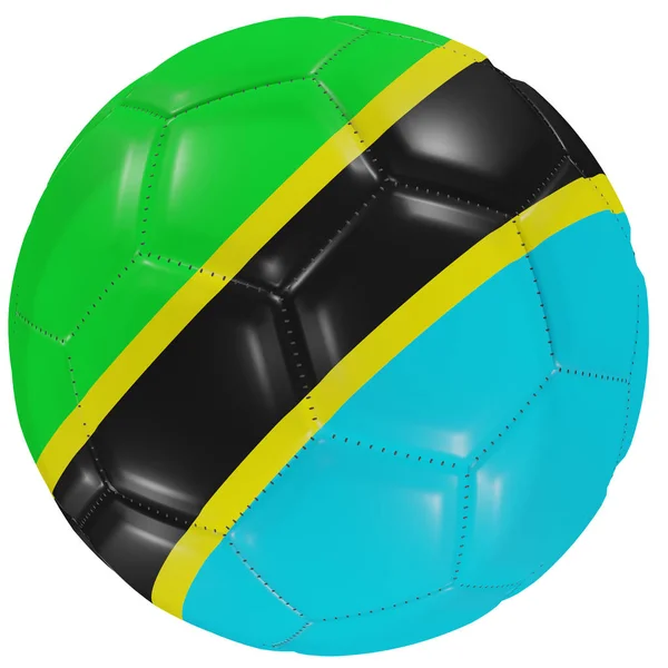 Tanzania vlag op een voetbal bal — Stockfoto