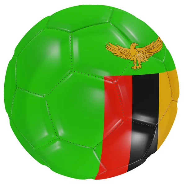 Ζάμπια σημαία σε μια μπάλα ποδοσφαίρου — Φωτογραφία Αρχείου