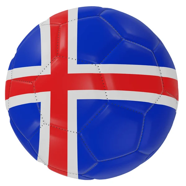 축구공 위에 있는 아이스 랜드 깃발 — 스톡 사진