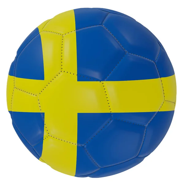 Zweedse vlag op een voetbal — Stockfoto