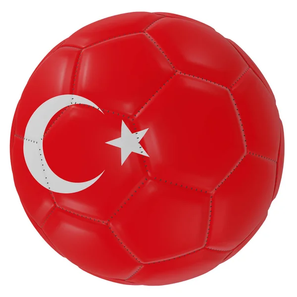 Futbol topunun üzerinde Türkiye bayrağı — Stok fotoğraf