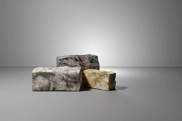 Rendering Some Stone Bricks Grey Background — Stock Photo, Image