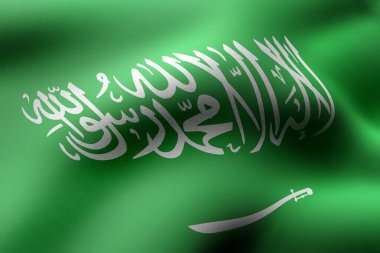 İpek bir Suudi Arabistan bayrağının 3D çizimi