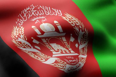 İpek bir Afganistan bayrağının 3D çizimi