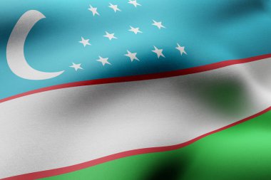 İpek Özbekistan bayrağının 3d canlandırması