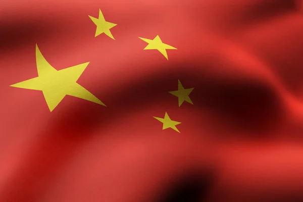 三维渲染中国丝绸国旗的细节 — 图库照片