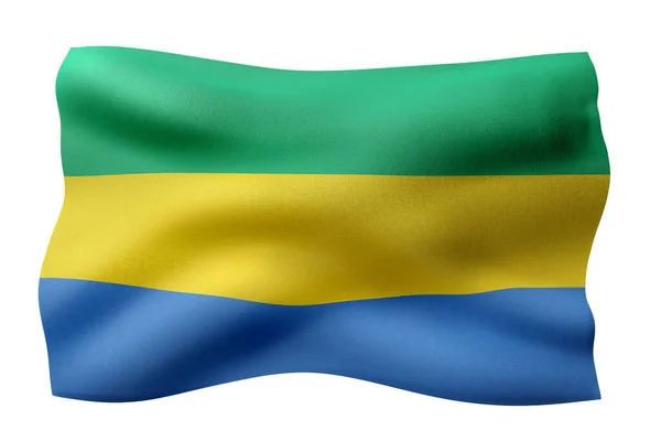 Vykreslení Národní Gabonské Vlajky Izolované Bílém Pozadí — Stock fotografie