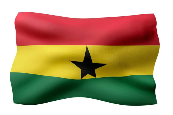 Рендеринг Национального Флага Ганы Белом Фоне — стоковое фото