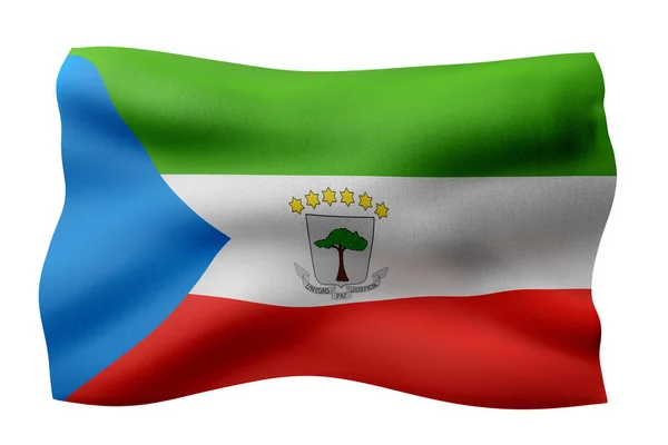 Representación Una Bandera Nacional Guinea Ecuatorial Aislada Sobre Fondo Blanco — Foto de Stock