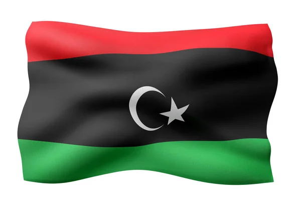 Darstellung Einer Nationalen Libyschen Flagge Isoliert Auf Weißem Hintergrund — Stockfoto