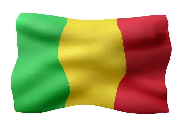 Rendu Drapeau National Malien Isolé Sur Fond Blanc — Photo