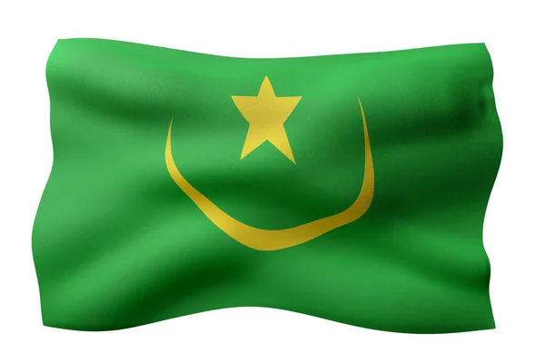Рендеринг Национального Флага Мавритании Белом Фоне — стоковое фото