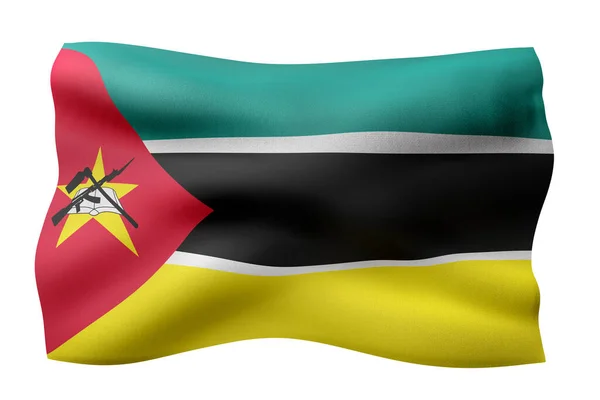 Representación Una Bandera Nacional Mozambique Aislada Sobre Fondo Blanco — Foto de Stock