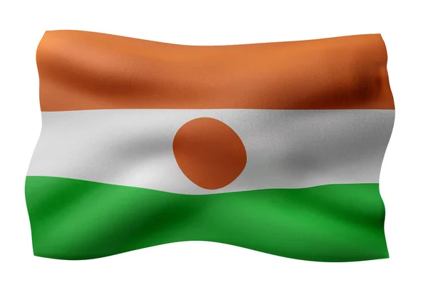 Renderelés Nemzeti Niger Zászló Elszigetelt Fehér Alapon — Stock Fotó