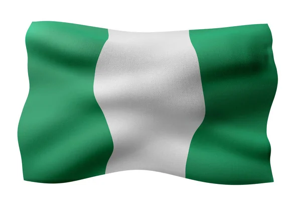 Rendering Una Bandiera Nazionale Nigeriana Isolata Sfondo Bianco — Foto Stock