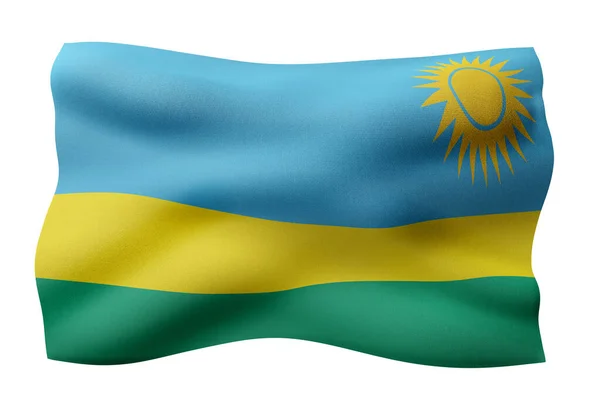 Renderização Uma Bandeira Nacional Ruanda Isolado Fundo Branco — Fotografia de Stock