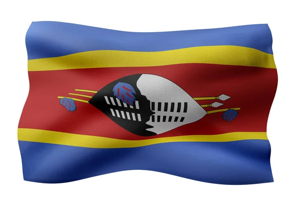 Renderização Uma Bandeira Nacional Suazilândia Isolada Sobre Fundo Branco — Fotografia de Stock