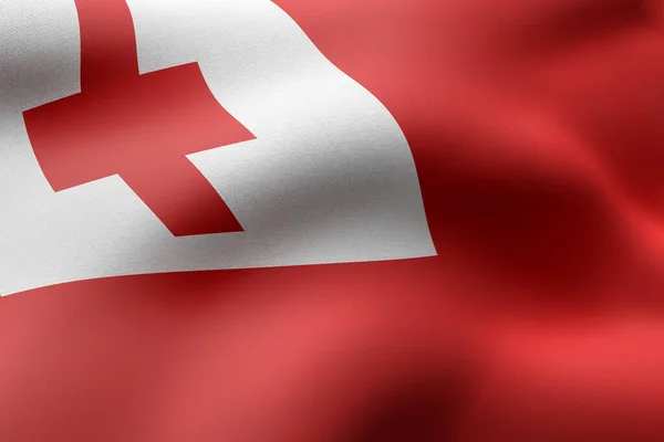 Weergave Van Een Detail Van Een Zijden Tonga Vlag — Stockfoto